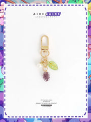 Cute Fruit Green Purple Grape Pearl Keychain Airpods Pendant Bag Zipper Buckle Pendant Gift Accessories