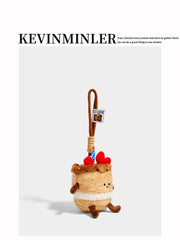 Kevinkinler Original Cute Strawberry Cake Plush Doll Keychain Bag Pendant Pendant Birthday Gift