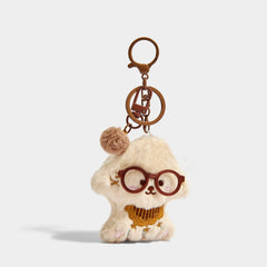 Kevinminler Creates Cute Glasses Puppy Plush Bag Pendant Keychain Doll Pendant Christmas Gift