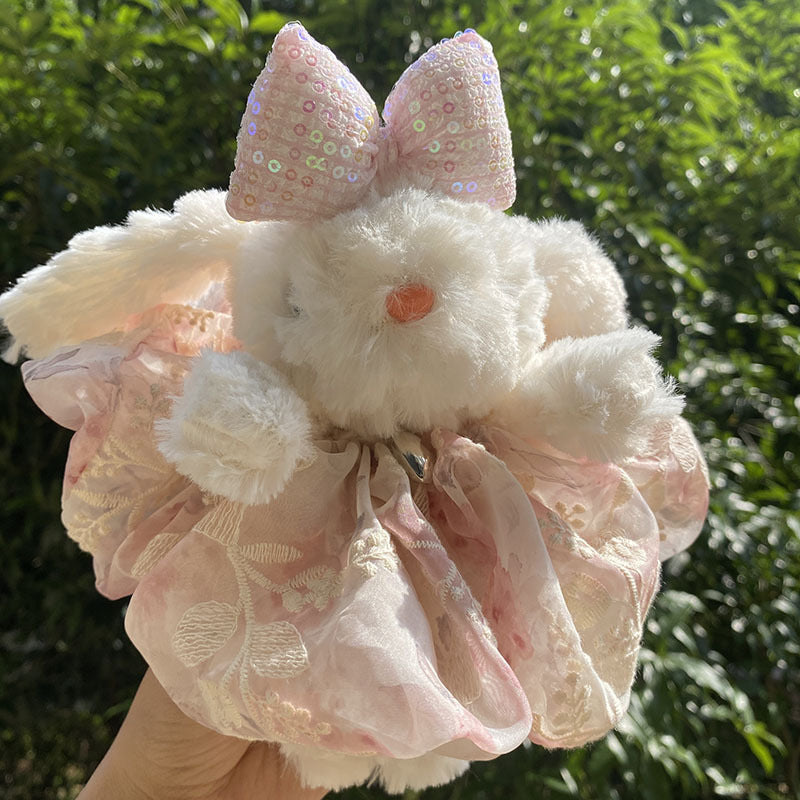 Cute Tulip Gauze Skirt, Long Ears, Rabbit Bag Pendant, High-End Plush Pendant, Keychain, Bestie Gift