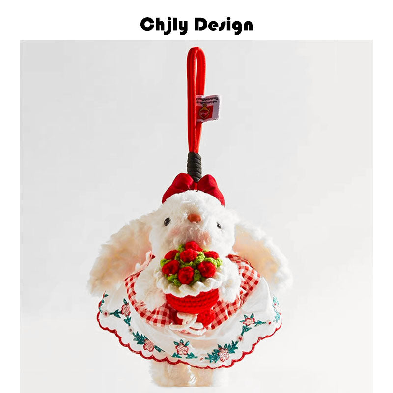 Cute Tulip Gauze Skirt, Long Ears, Rabbit Bag Pendant, High-End Plush Pendant, Keychain, Bestie Gift