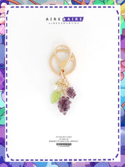 Cute Fruit Green Purple Grape Pearl Keychain Airpods Pendant Bag Zipper Buckle Pendant Gift Accessories