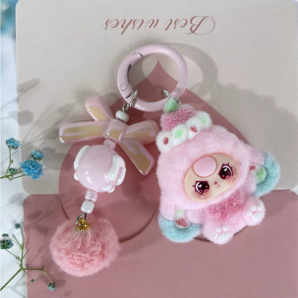 Flocked Dessert Three-Year-Old Baby Jewelry Accessories Cartoon Cute Key Chain Bag Charm Live Broadcast Trendy Small Pendant