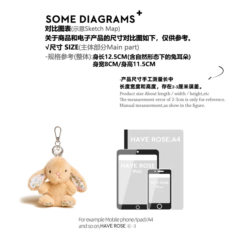 Haverose Original Niche Rabbit Pendant Small Doll Cute Plush Doll Holiday Gift School Bag Pendant For Women