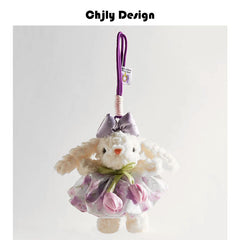 Cute Tulip Gauze Skirt, Long Ears, Rabbit Bag Pendant, High-End Plush Pendant, Keychain, Bestie Gift