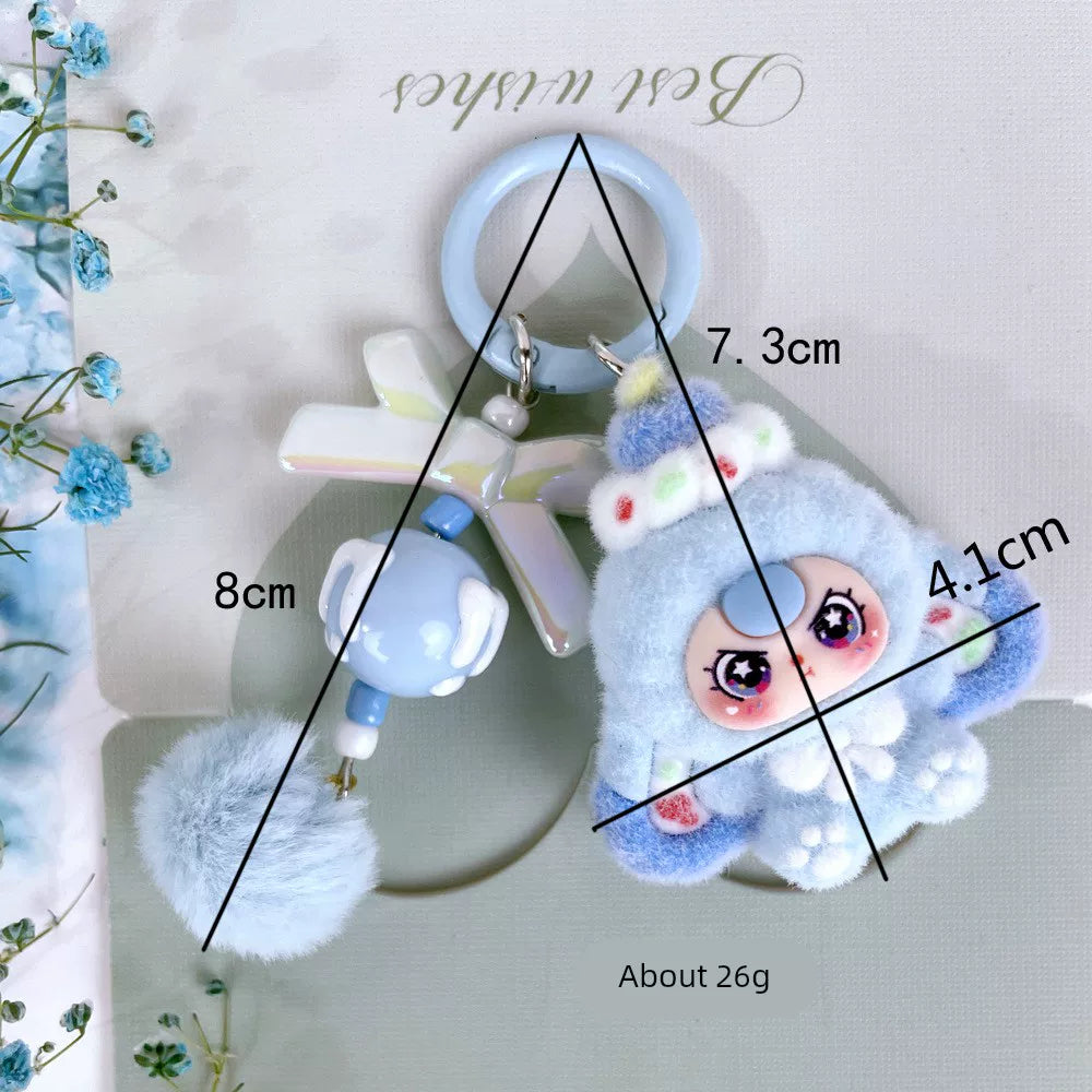 Flocked Dessert Three-Year-Old Baby Jewelry Accessories Cartoon Cute Key Chain Bag Charm Live Broadcast Trendy Small Pendant
