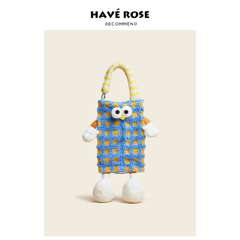 Haverose Original Cute Plush Doll Car Toilet Paper Box Creative Household Tissue Box Wall-Mounted Storage Bag