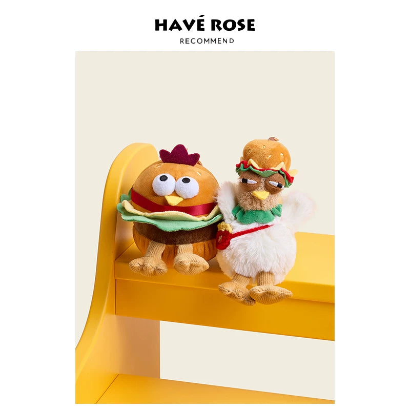 Haverose Original Niche Bag Pendant Small Doll Cartoon Creative Plush Hamburger Laying Hen School Bag Pendant