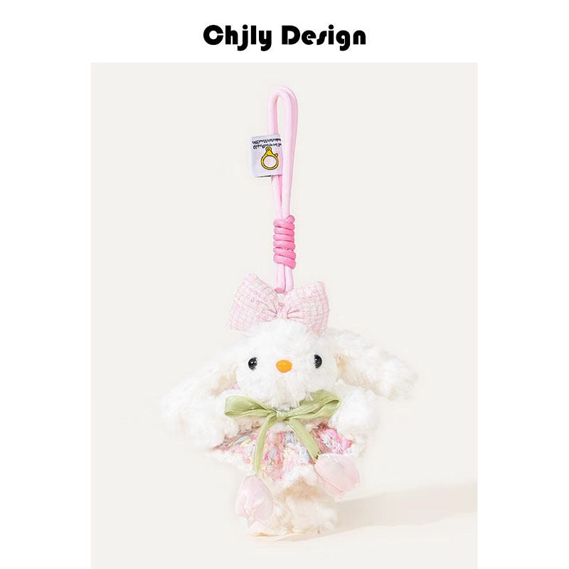 Cute Tulip Gauze Skirt, Long Ears, Rabbit Bag Pendant, High-End Plush Pendant, Keychain, Bestie Gift