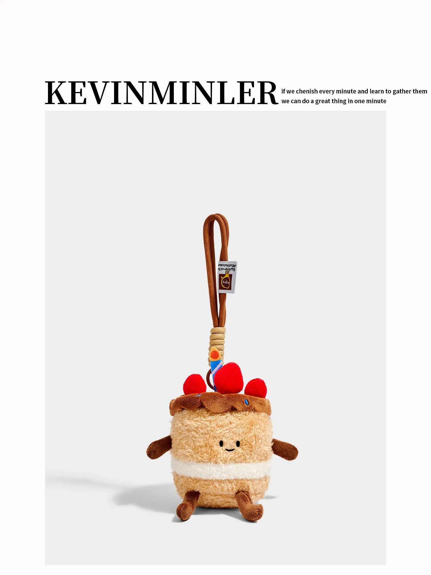 Kevinkinler Original Cute Strawberry Cake Plush Doll Keychain Bag Pendant Pendant Birthday Gift