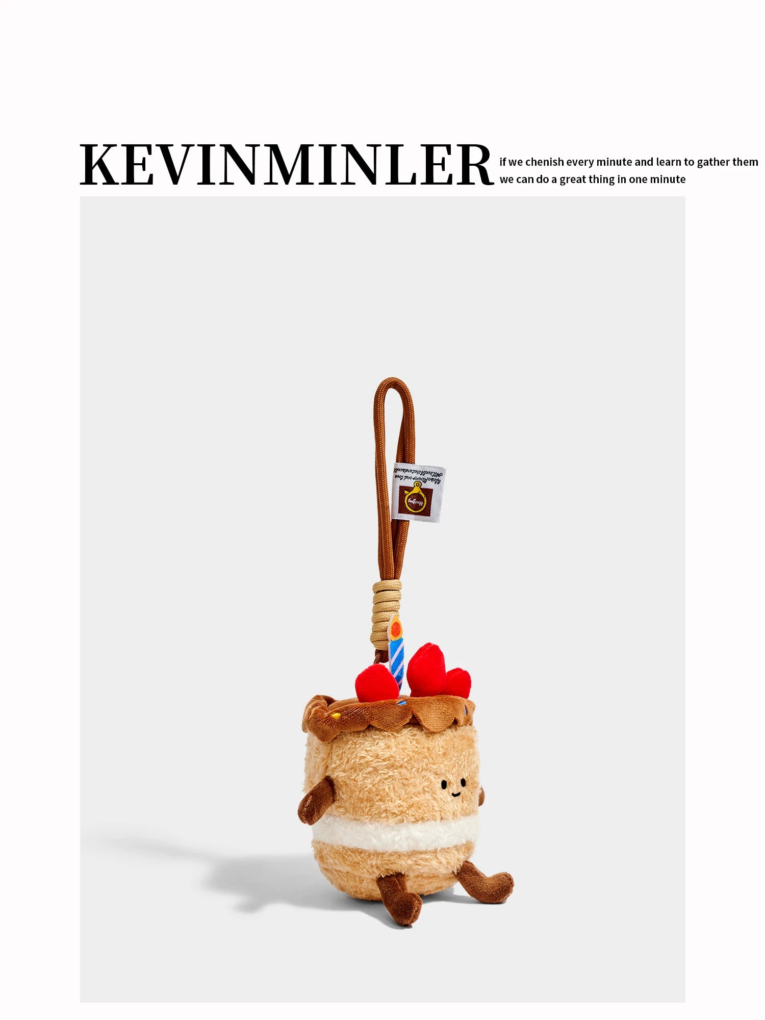 Kevinkinler Original Cute Strawberry Cake Plush Doll Keychain Bag Pendant Pendant Birthday Gift