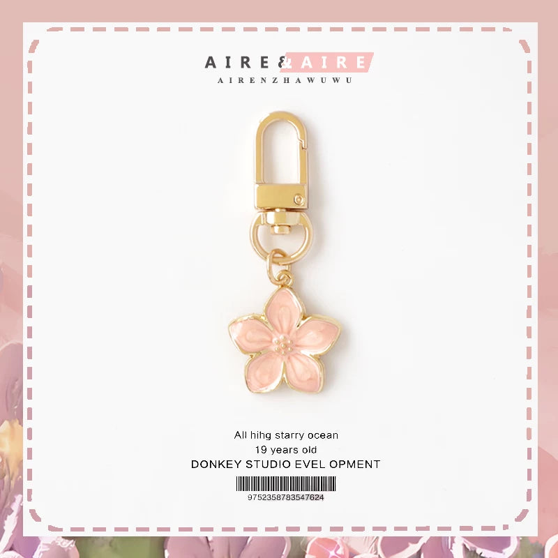 Cute And Elegant White Pear Flower Airpods Key Chain U Disk Anti-Lost Accessory Bag Zipper Buckle Flower Pendant