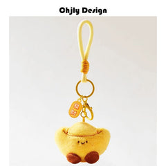 Jc Same Style Simulation Cute Croissant Bread Doll Bag Pendant Creative Plush Vegetable And Fruit Keychain For Women