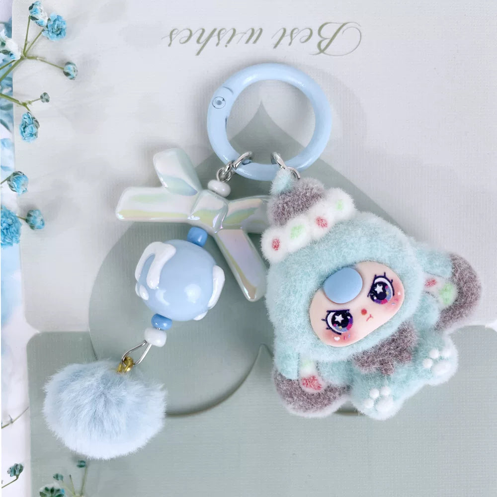 Flocked Dessert Three-Year-Old Baby Jewelry Accessories Cartoon Cute Key Chain Bag Charm Live Broadcast Trendy Small Pendant