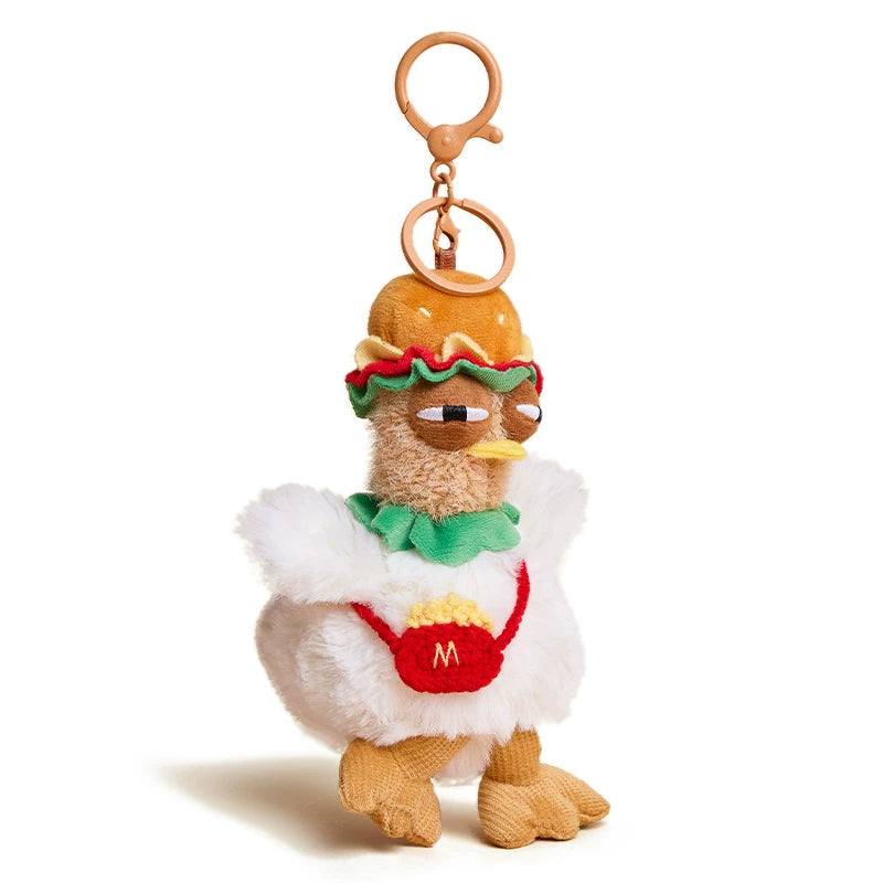 Haverose Original Niche Bag Pendant Small Doll Cartoon Creative Plush Hamburger Laying Hen School Bag Pendant
