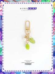 Cute Fruit Green Purple Grape Pearl Keychain Airpods Pendant Bag Zipper Buckle Pendant Gift Accessories