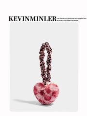 Kevinminler Original Leopard Print Plush Love Bag Pendant Cute Keychain Trendy Play Pendant New Year Gift